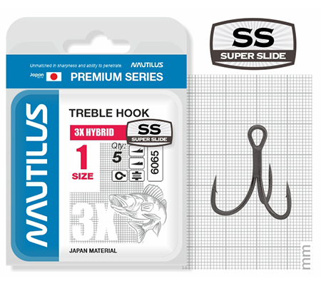 Крючок тройной Nautilus 3X Hybrid Premium Series 6065SS №1 (5шт) - фото 1