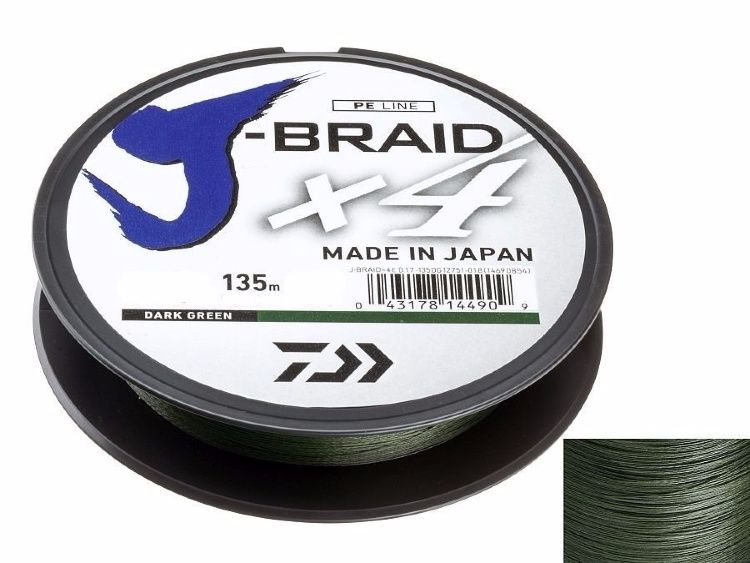 Шнур Daiwa J-Braid X4 0,10мм 135м Dark green - фото 1