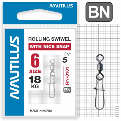 Вертлюг Nautilus Rolling Swivel 0101 with Nice Snap №6 18кг - фото 1
