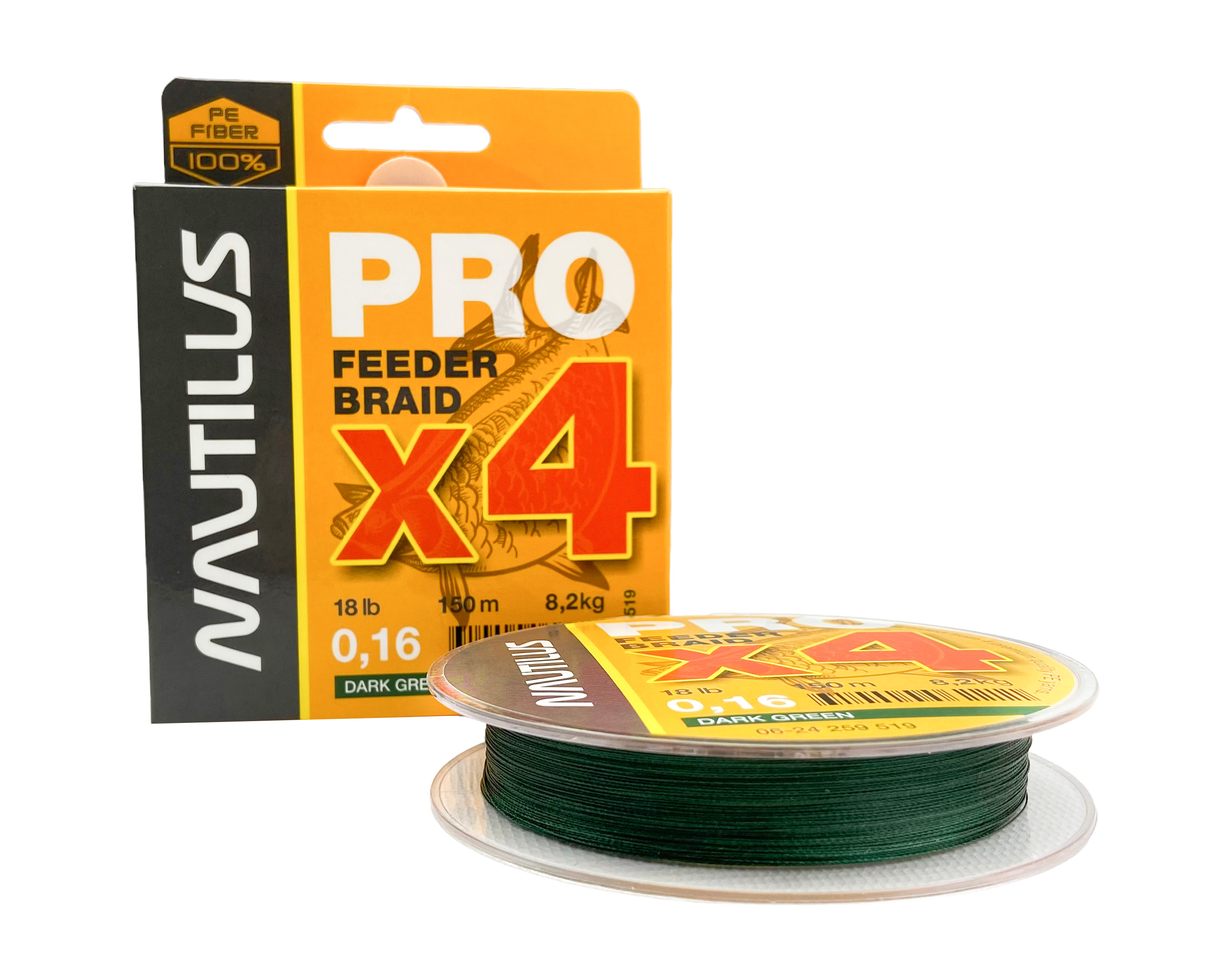 Шнур Nautilus Pro Feeder Braid 150м 0,16мм 8,2кг 18lb dark green  - фото 1