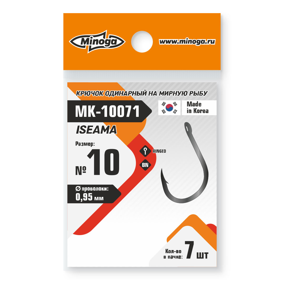Крючок Minoga MK-10071 Iseama №10 (7 шт) Com - фото 1