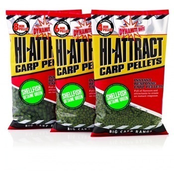 Пелетс Dynamite Baits Hi-Attract pellets shellfish betaine зеленый 6мм 900гр - фото 1