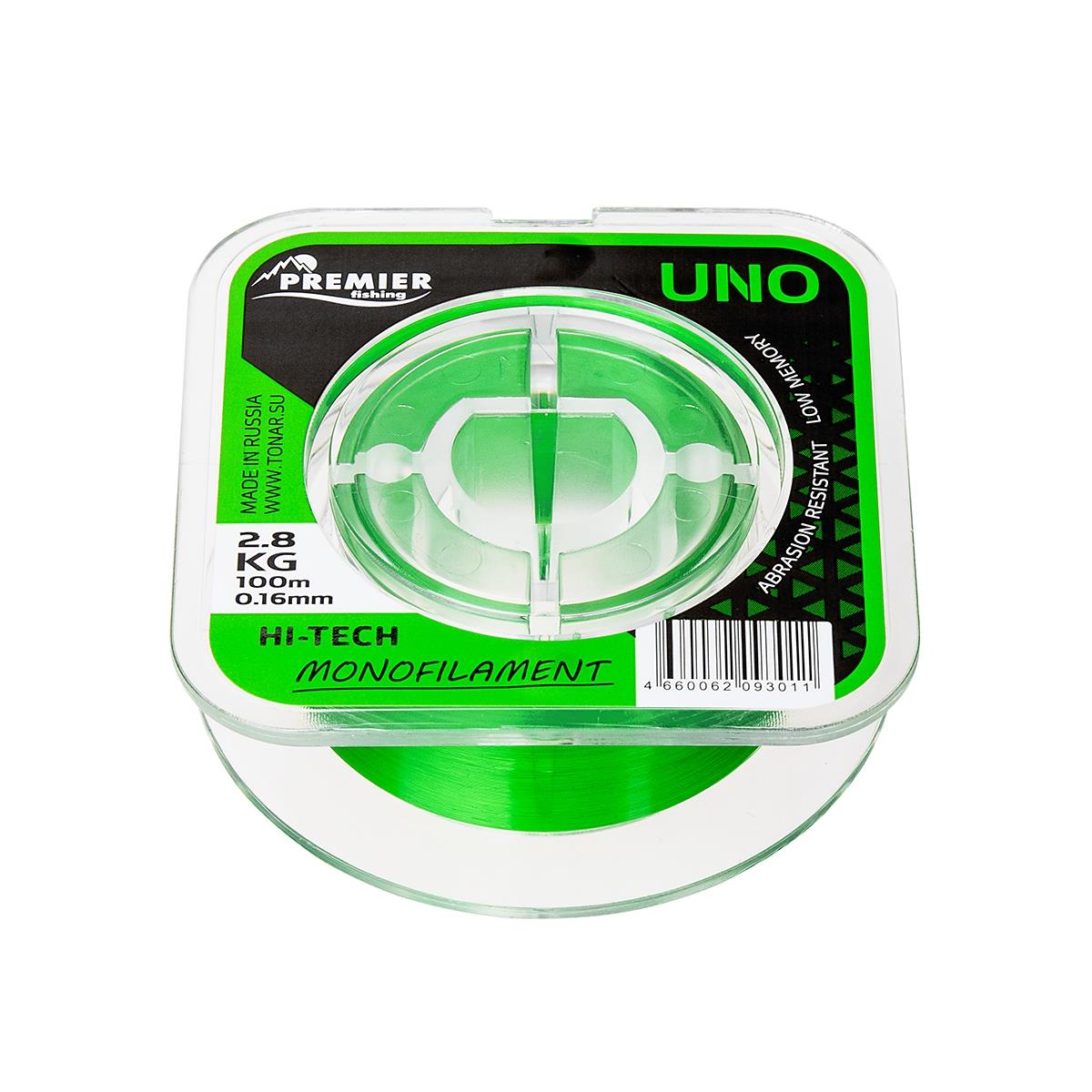 МП Леска UNO 0,16mm/100m Green Nylon (PR-U-G-016-100) Premier Fishing - фото 1