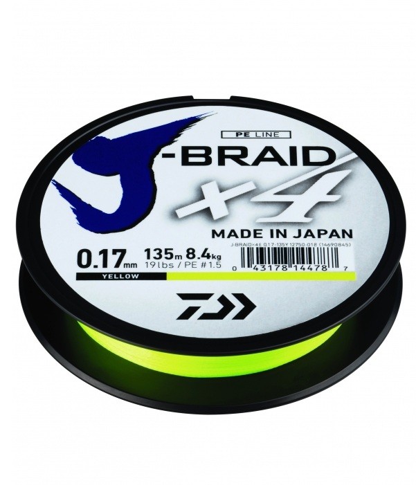 Шнур Daiwa J-Braid X4 0,15мм 135м Yellow - фото 1