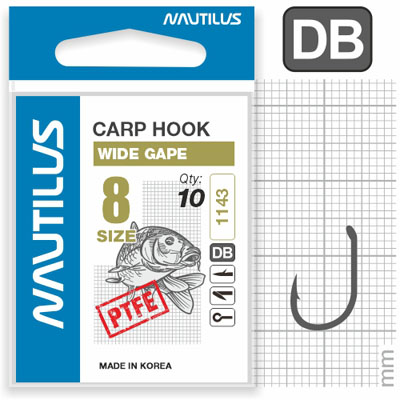 Крючок Nautilus Sting Carp Wide gape S-1143PTFE № 8 - фото 1