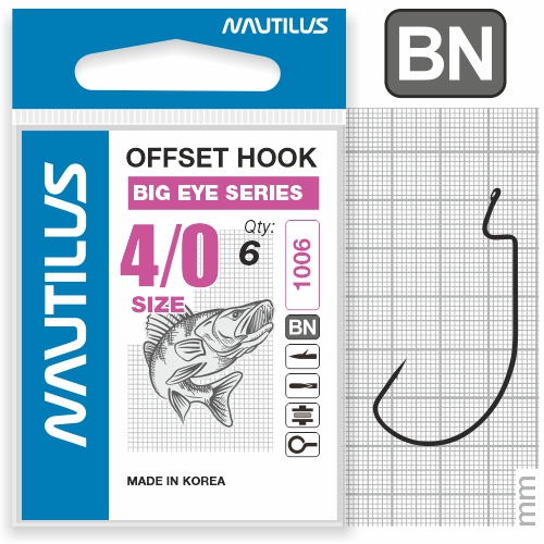 Крючок Nautilus Offset Big Eye Series Worm 1006 №4/0 - фото 1
