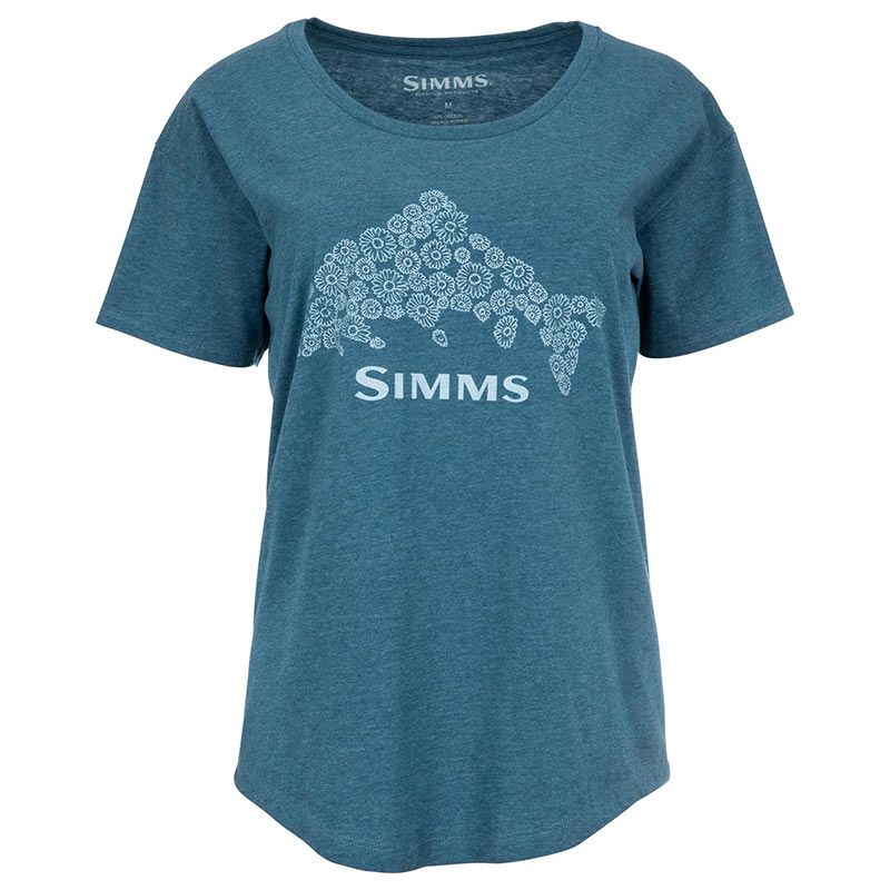 Футболка Simms Women's Floral Trout T-Shirt Steel Blue Heather  - фото 1
