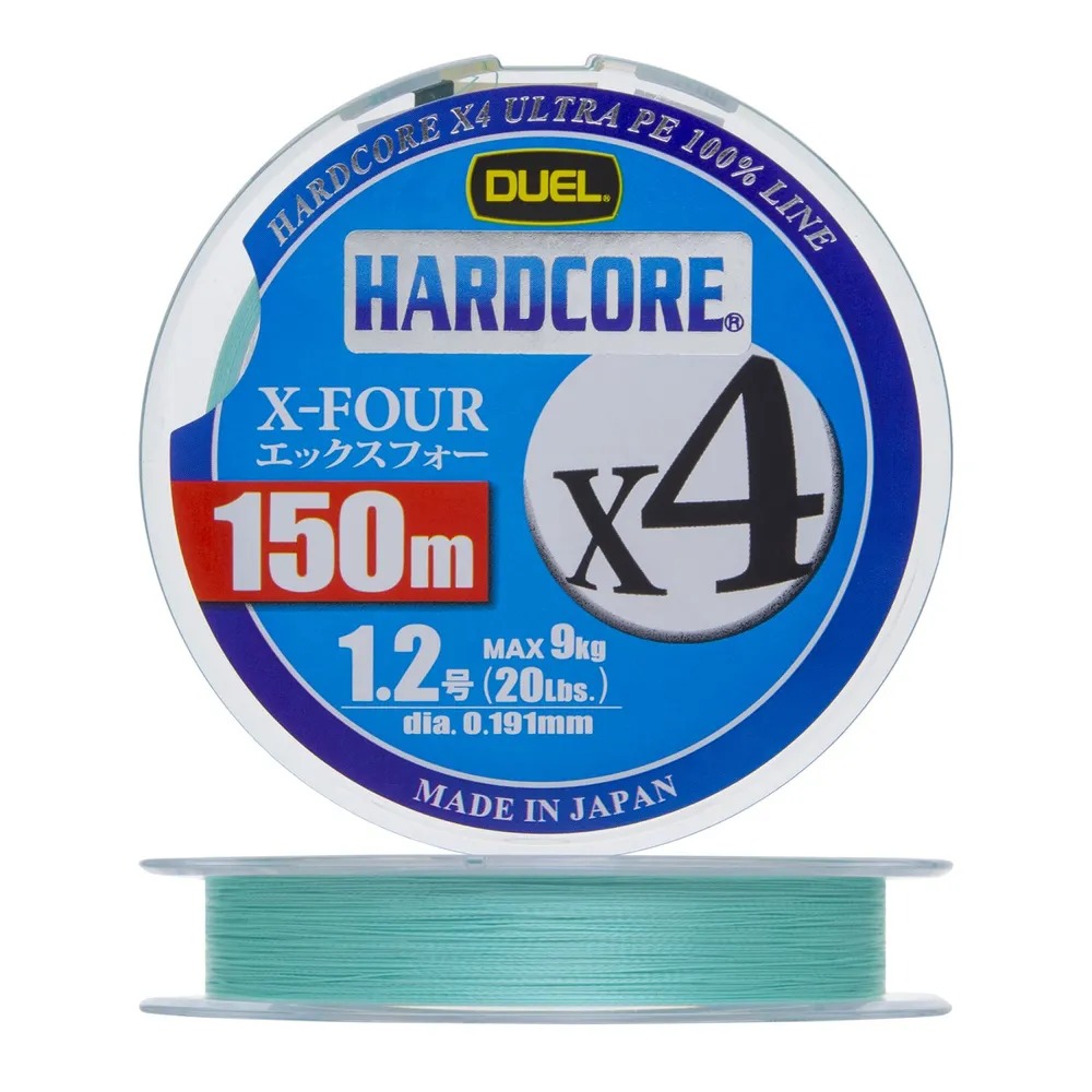 Шнур Yo-Zuri Duel PE Hardcore X4 150м Milky Green 1,2 0,191мм 9,0кг - фото 1