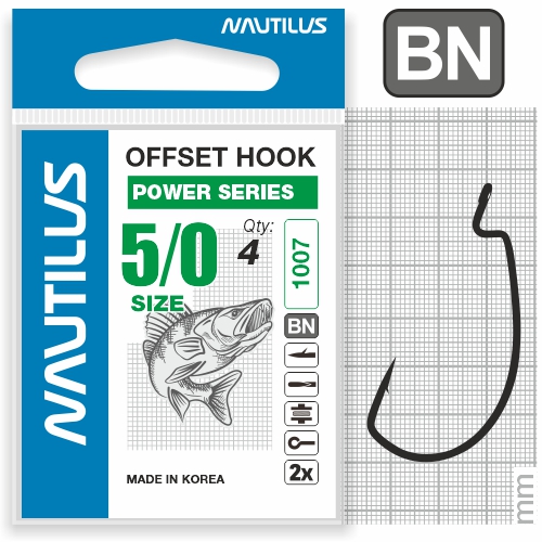Крючок Nautilus Offset Power series Wide Gape Plus 1007 №5/0 - фото 1