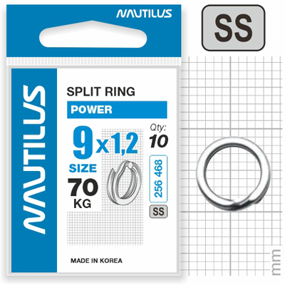 Кольцо Nautilus заводное усиленное Power split ring 9х1,2мм 70кг - фото 1