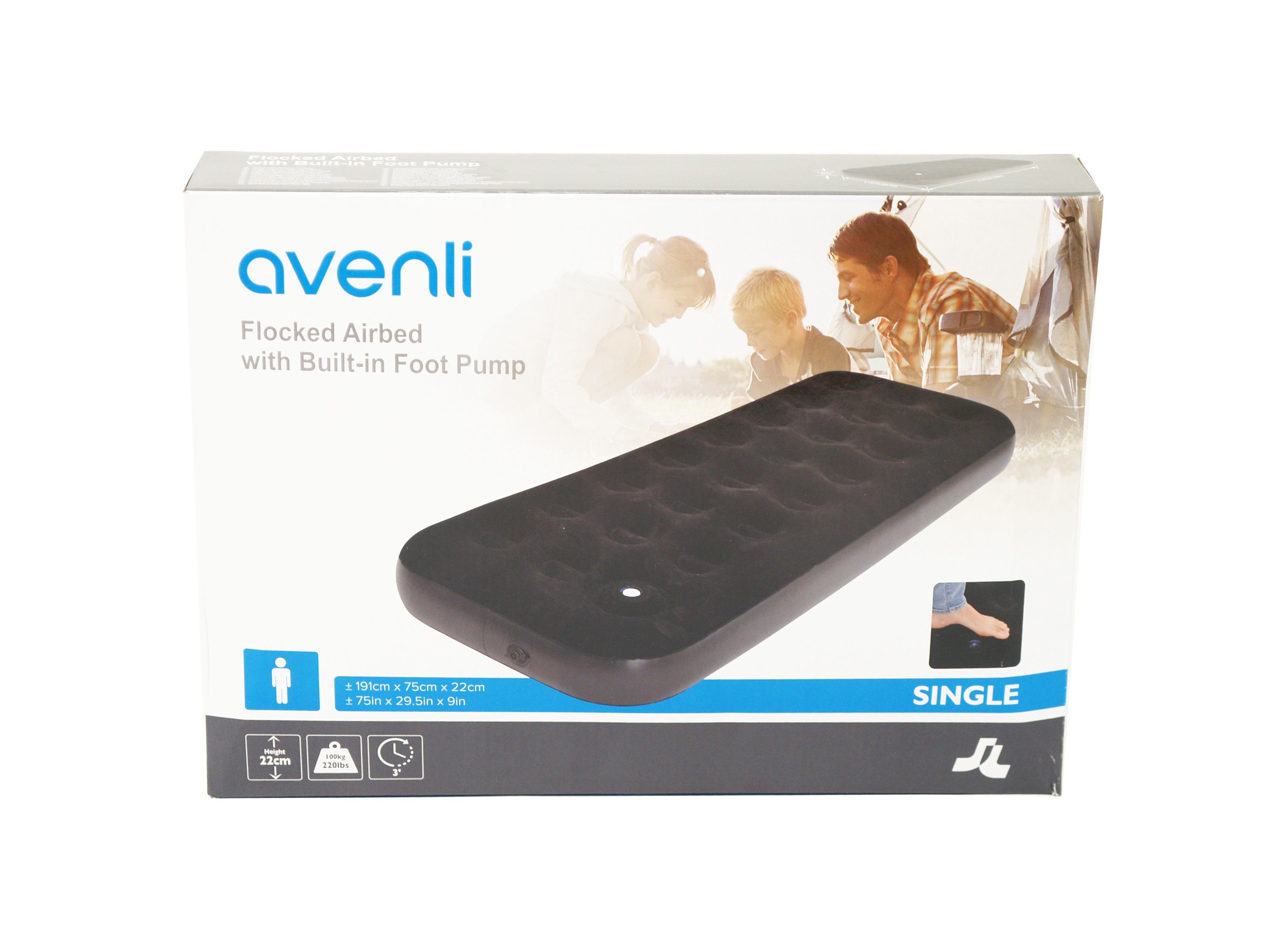 Кровать Avenli Relax Flocked air bed single 191х75х22 черный - фото 1