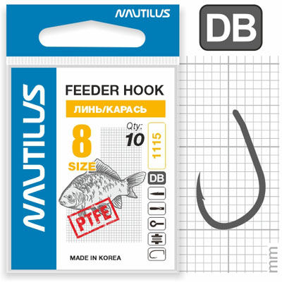 Крючок Nautilus Sting Feeder Линь/карась S-1115PTFE №8 - фото 1