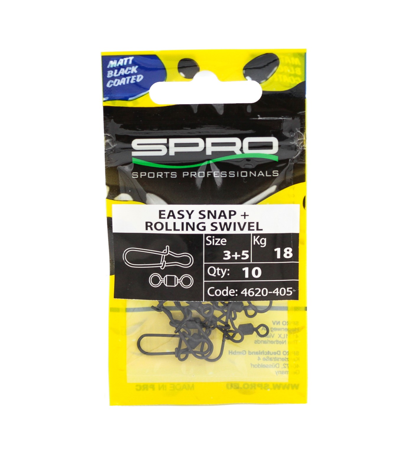 Застежка с вертлюгом SPRO Matte black easy snap rg swivel №3+5