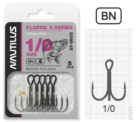 Крючок Nautilus Treble X series 0905BN №1/0 уп.5шт - фото 1