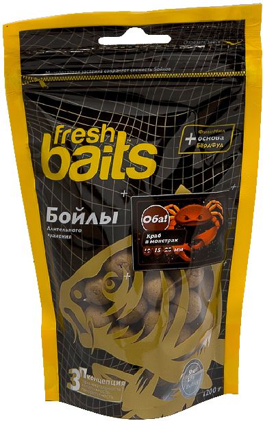 Бойлы Fresh Baits Оба! Краб в монстрах 15мм 200гр - фото 1