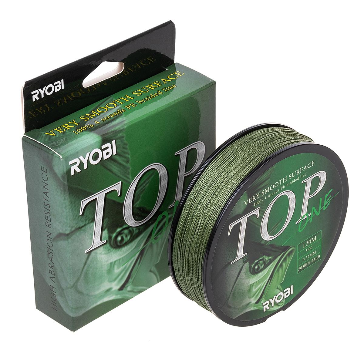 МП Шнур TOP PE4X-120M 5,0/d-0.370mm Dark green Ryobi - фото 1