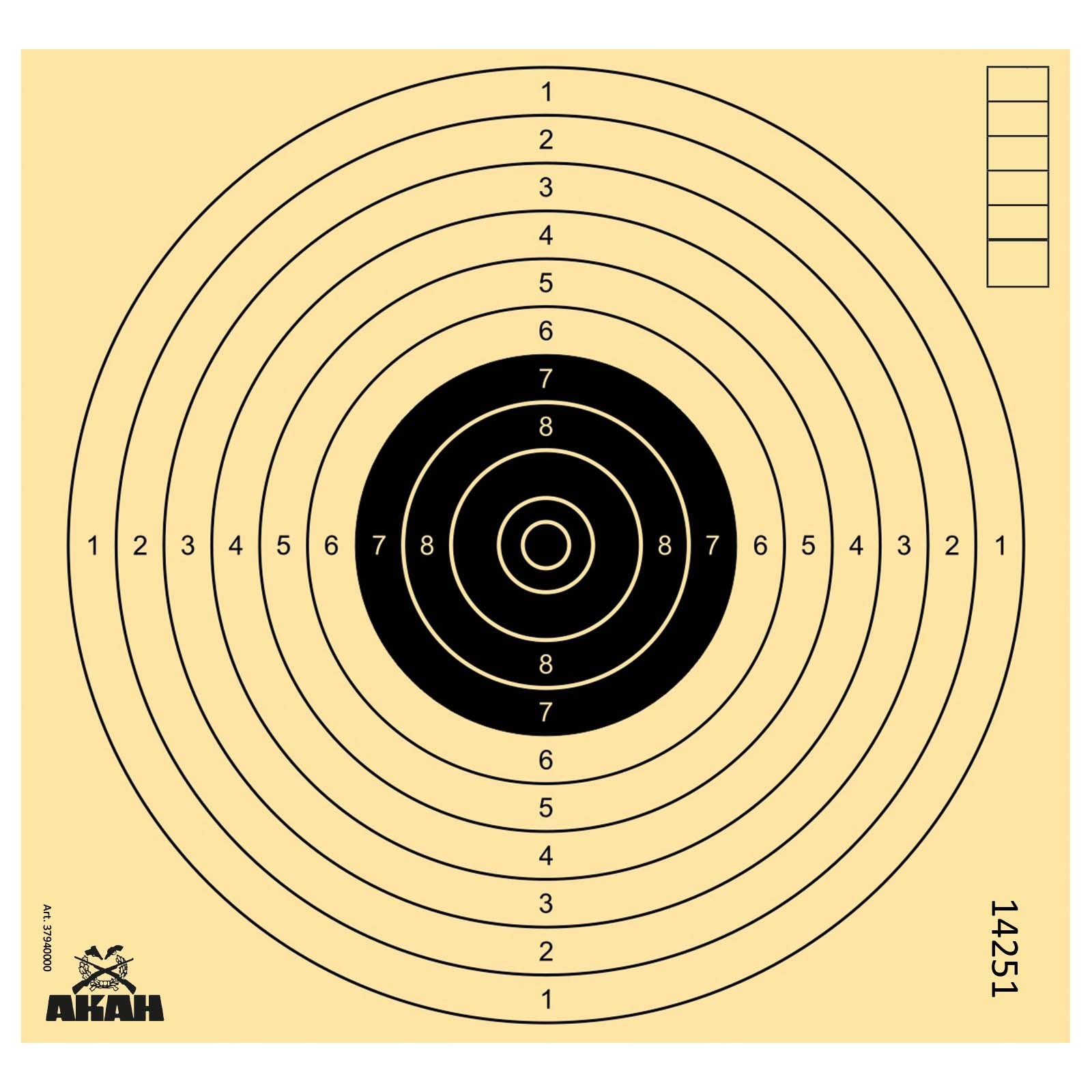 Мишень Akah пневматического оружия 17х17 черно-белая 250 шт - фото 1