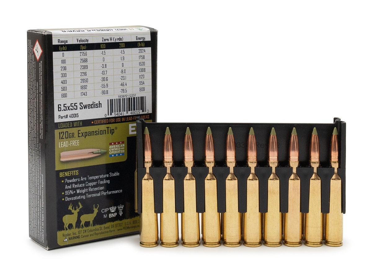МП Патрон Nosler кал. 6.5x55 SE Expansion Tip (120 grain / 7,8 г) уп. 20 шт - фото 1