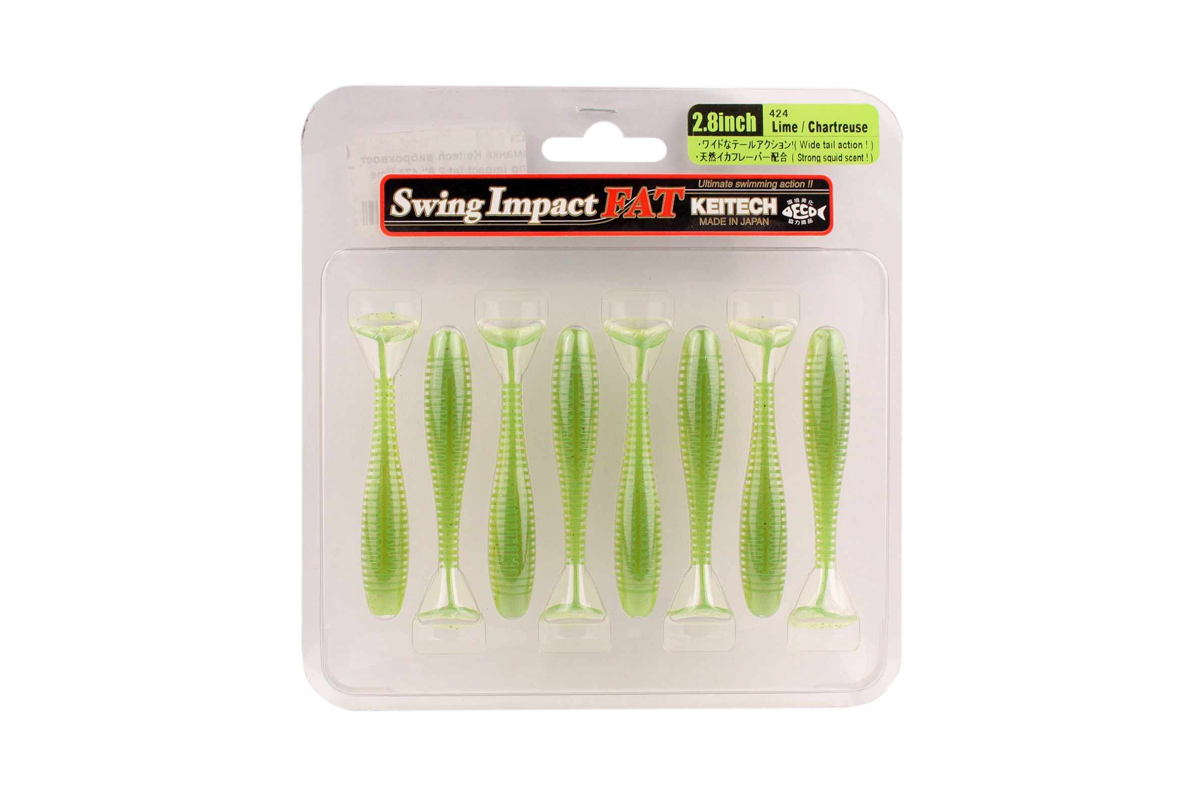 Приманка Keitech виброхвост Swing impact fat 2,8&quot; 424 lime chartreuse - фото 1