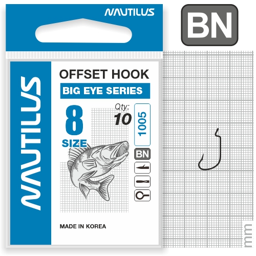 Крючок Nautilus Offset Big Eye Series Worm 1005 №8 - фото 1