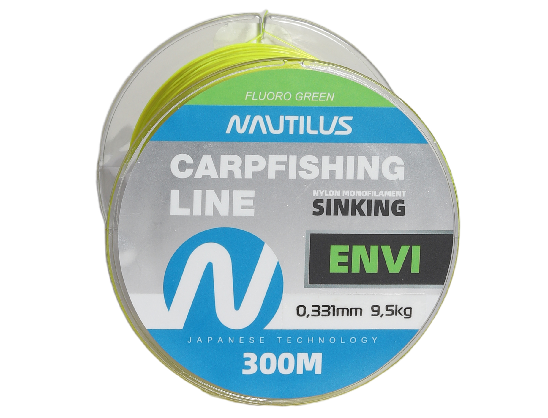 Леска Nautilus Envi Fluoro green 300м 0,331мм 9,5кг  - фото 1