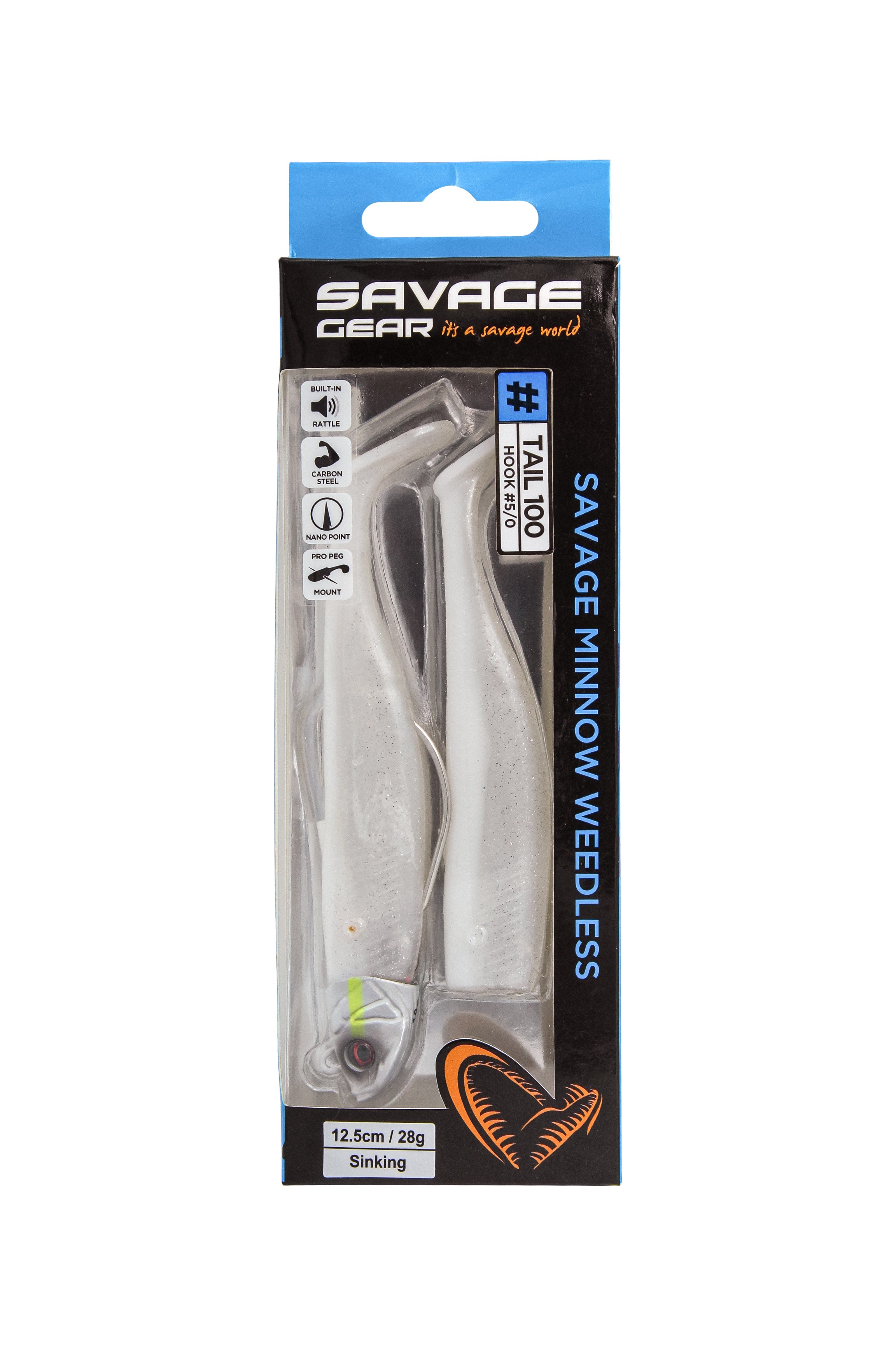 Приманка Savage Gear Minnow WL 12,5см 28гр white pearl silver 2+1 - фото 1