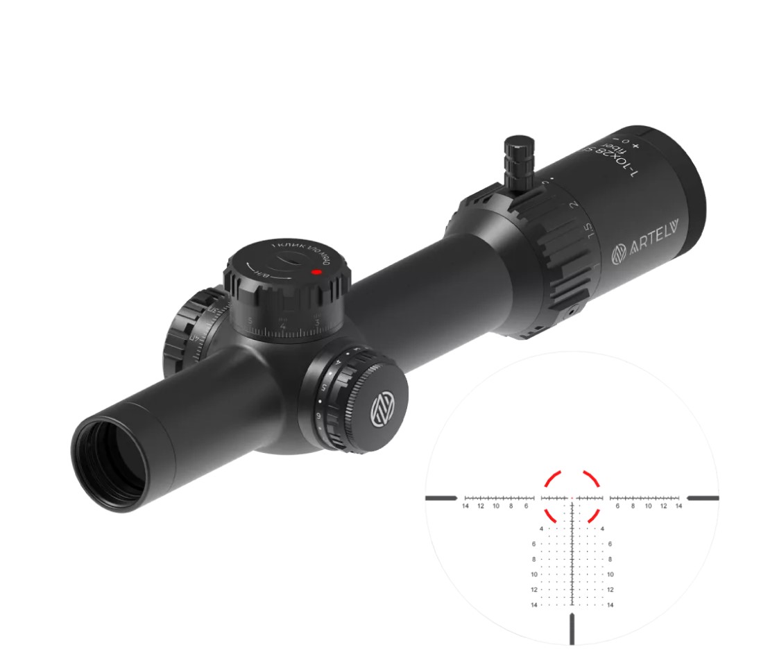 МП Оптический прицел ARTELV CRS (a) 1-10x28 FFP, 34 mm, с подсветкой - фото 1