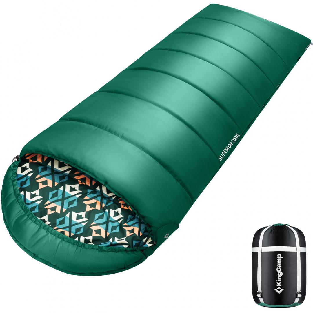 Спальный мешок King Camp Superior 300XL -13С 230x92 зелёный левый - фото 1