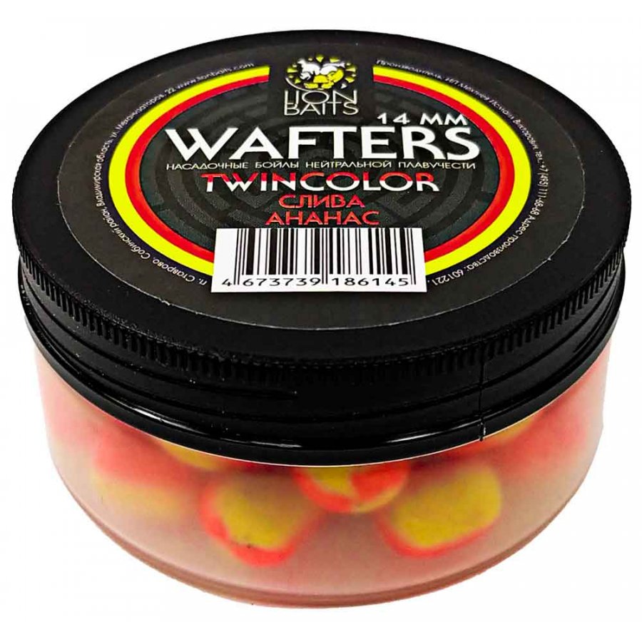 Бойлы Lion Baits Wafters двухцветные слива-ананас 14мм - фото 1