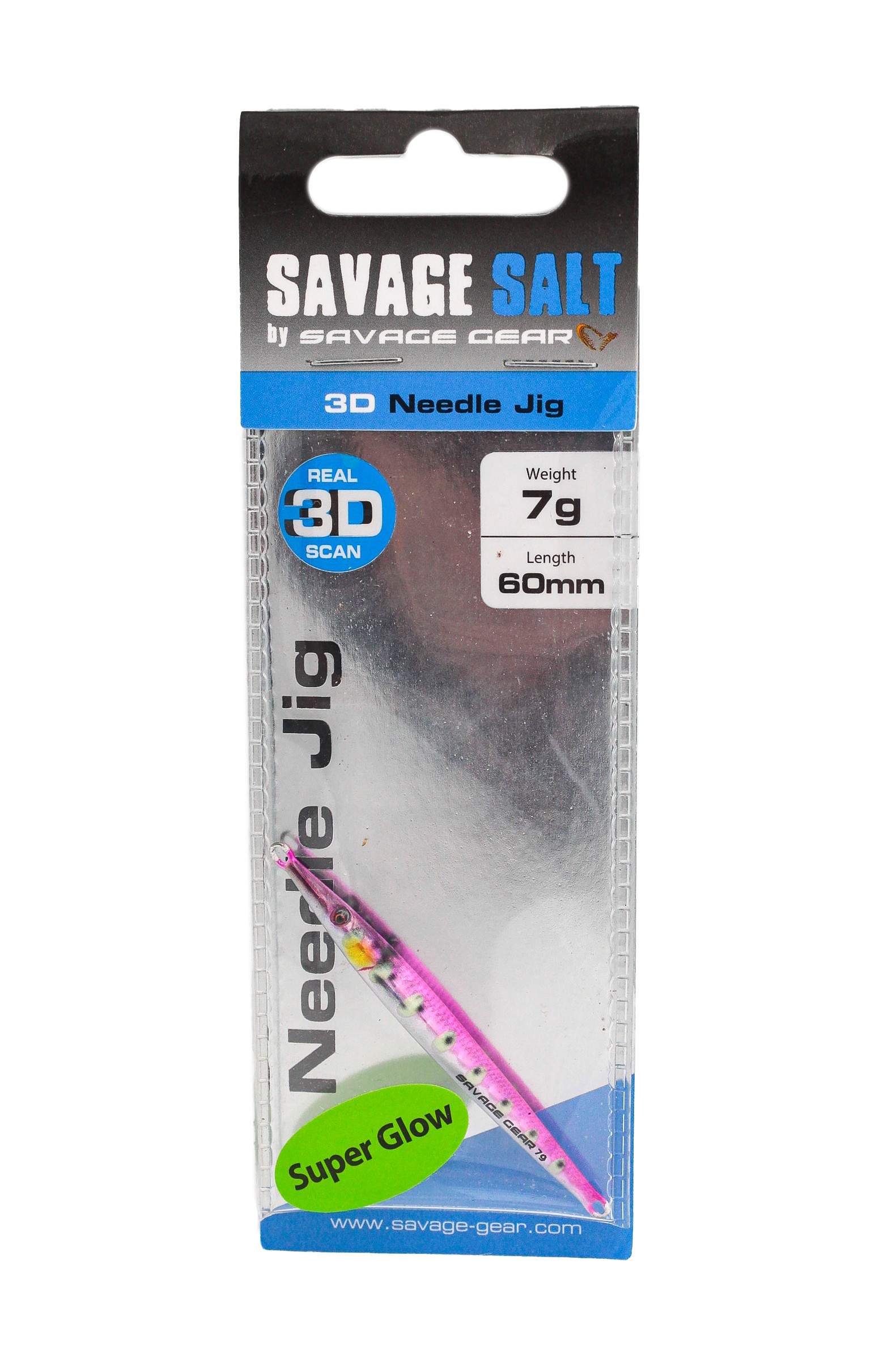 Пилькер Savage Gear 3D Needle jig 6см 7гр sinking pink flash glow dots PHP - фото 1
