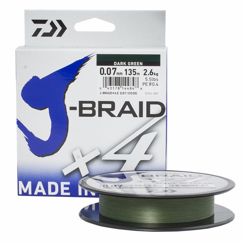 Шнур Daiwa J-Braid X4 0,15мм 135м Dark green - фото 1