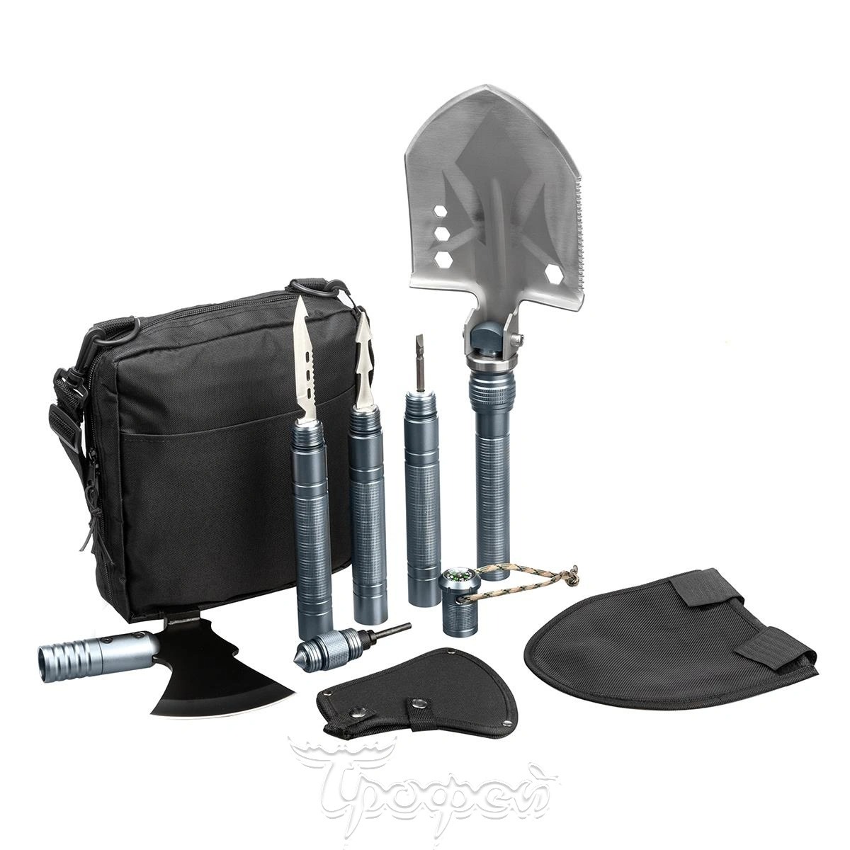 Лопата Helios складная многофункциональная+топор 78,7см - фото 1