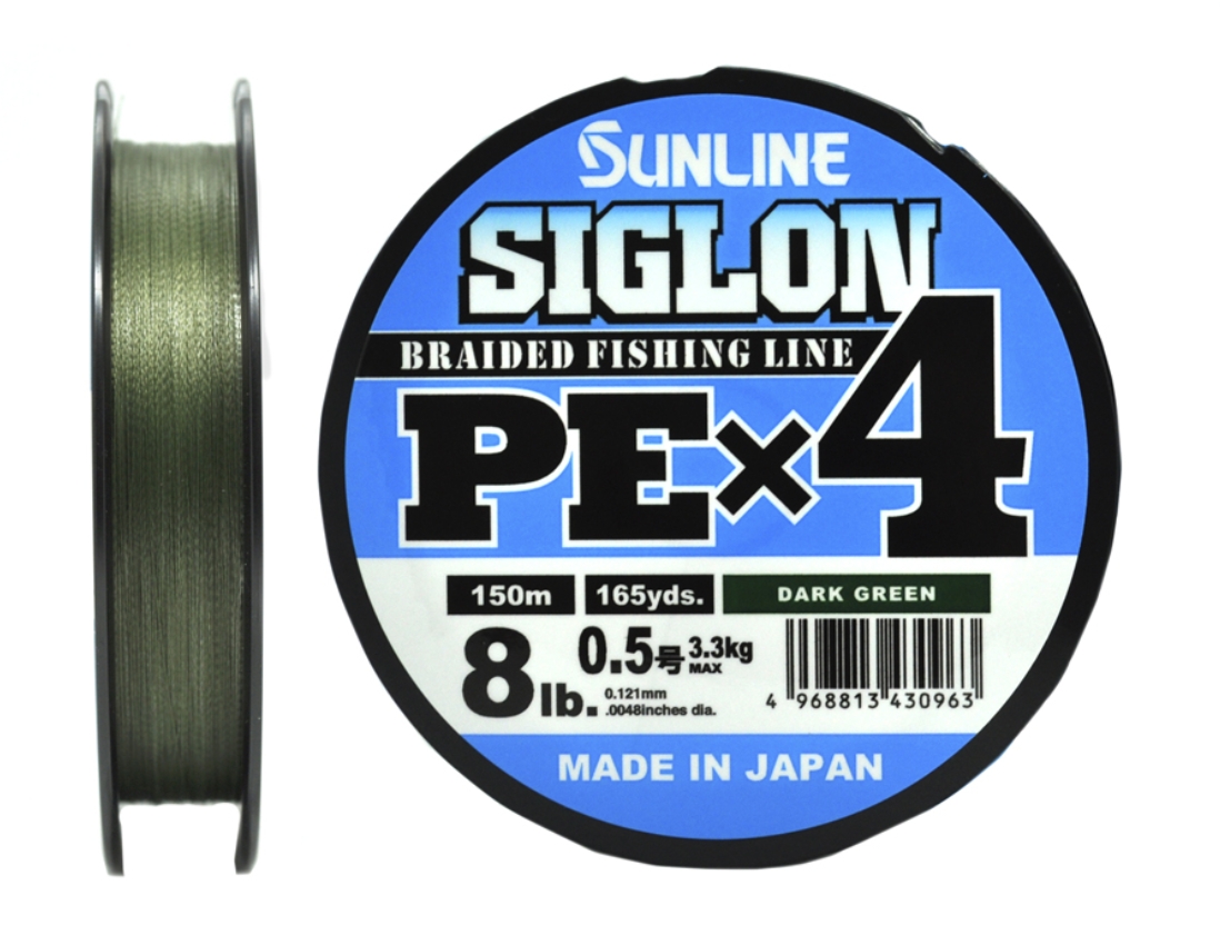 Шнур Sunline SIGLON PEx4  0,5/8lb 150м Dark Green - фото 1