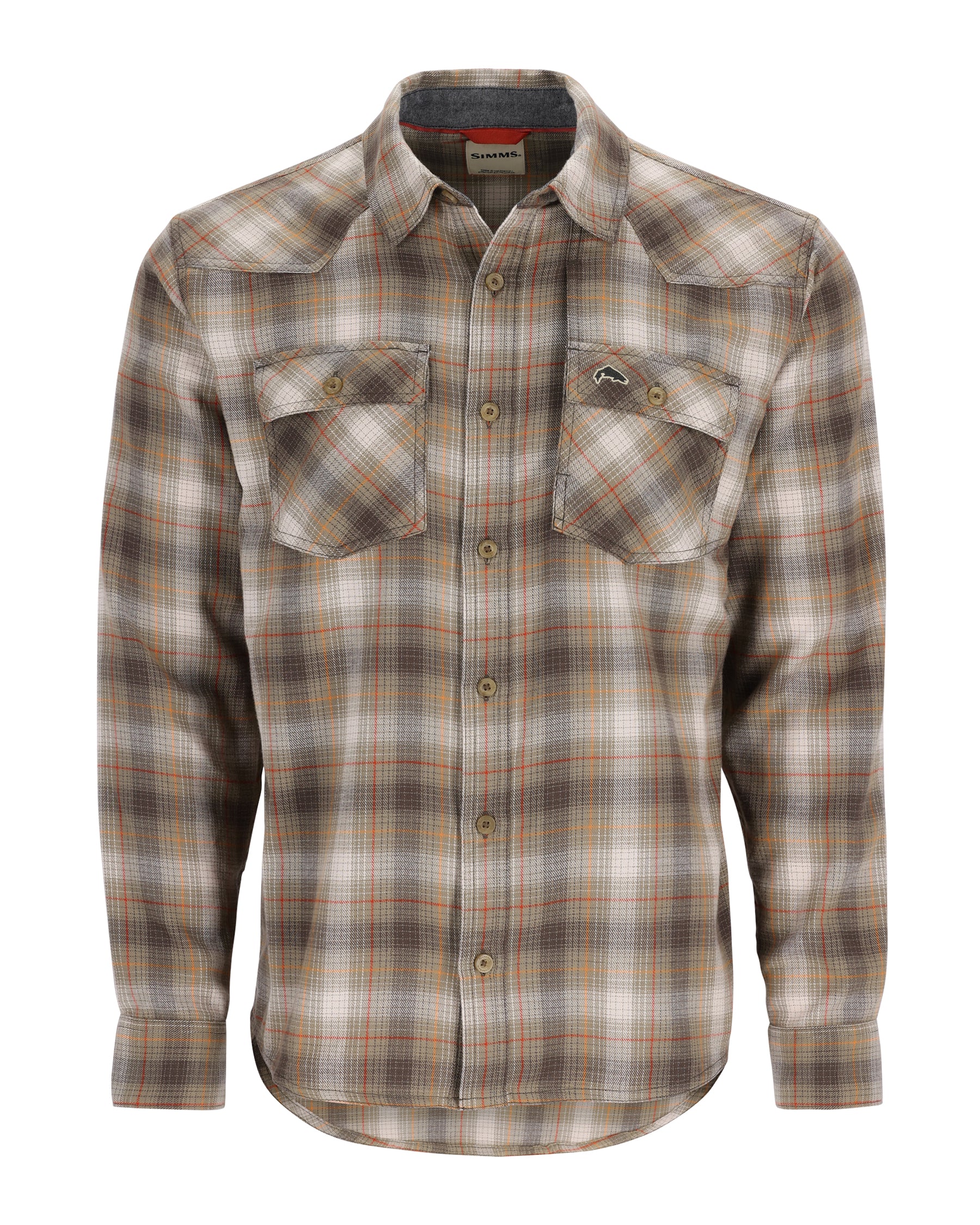 Рубашка Simms Santee Flannel LS Black/Br.Blue Pane Ombre  - фото 1