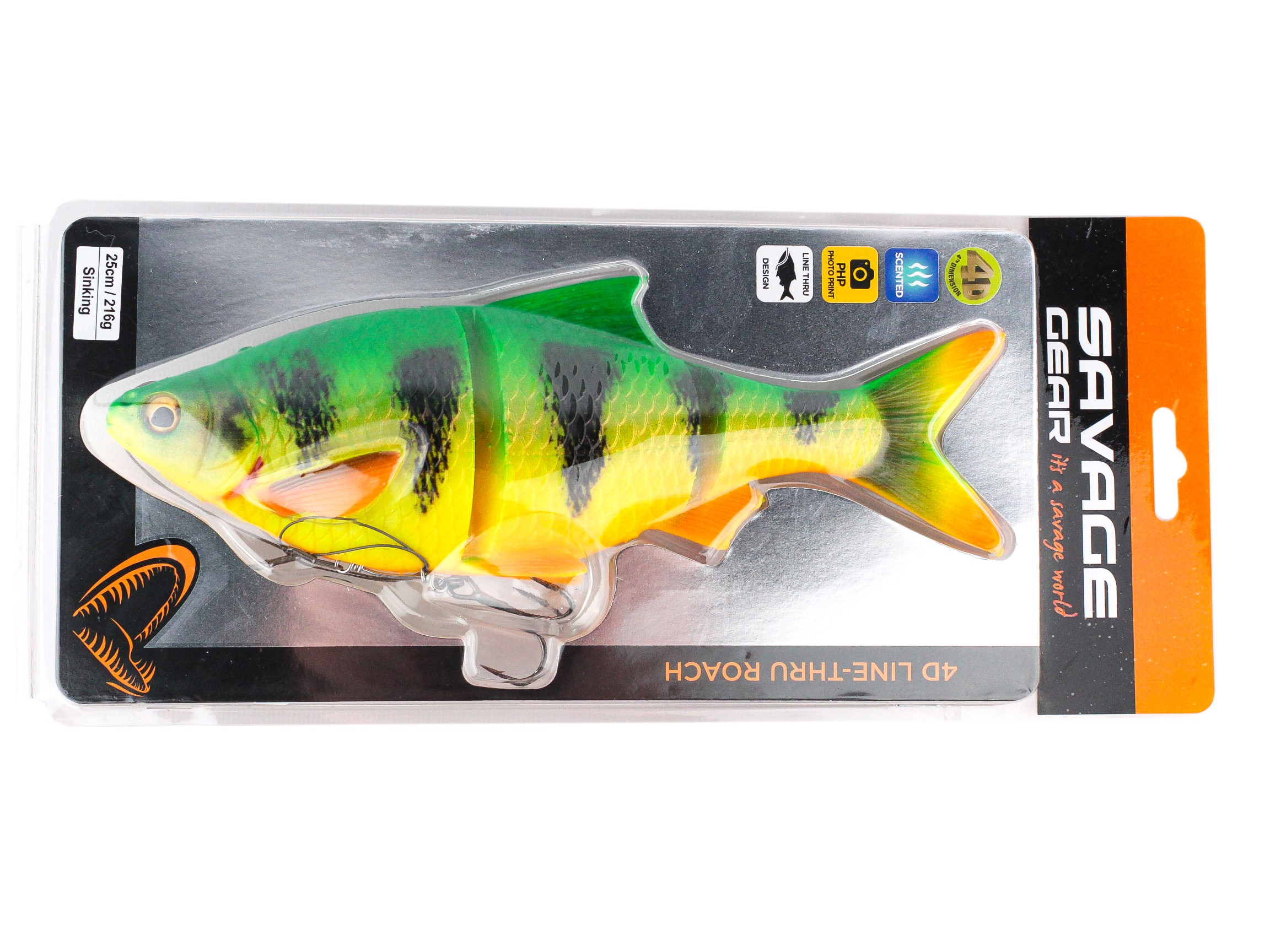 Приманка Savage Gear 4D linethru roach 25см 216гр sinking firetiger - фото 1