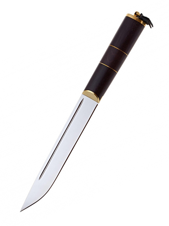 Нож Кизляр Абхазский большой разделочный рук. граб латунь - фото 1