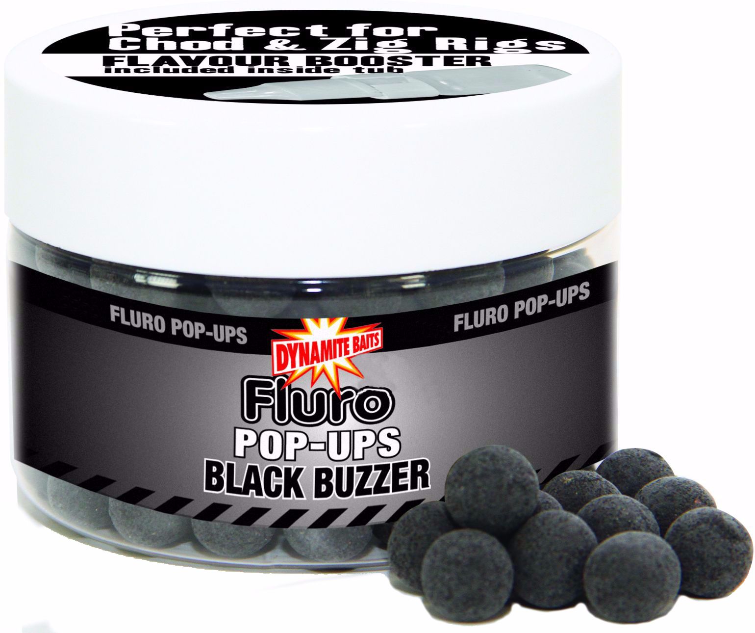 Бойлы Dynamite Baits Black buzzer fluro liquid booster 15мм - фото 1