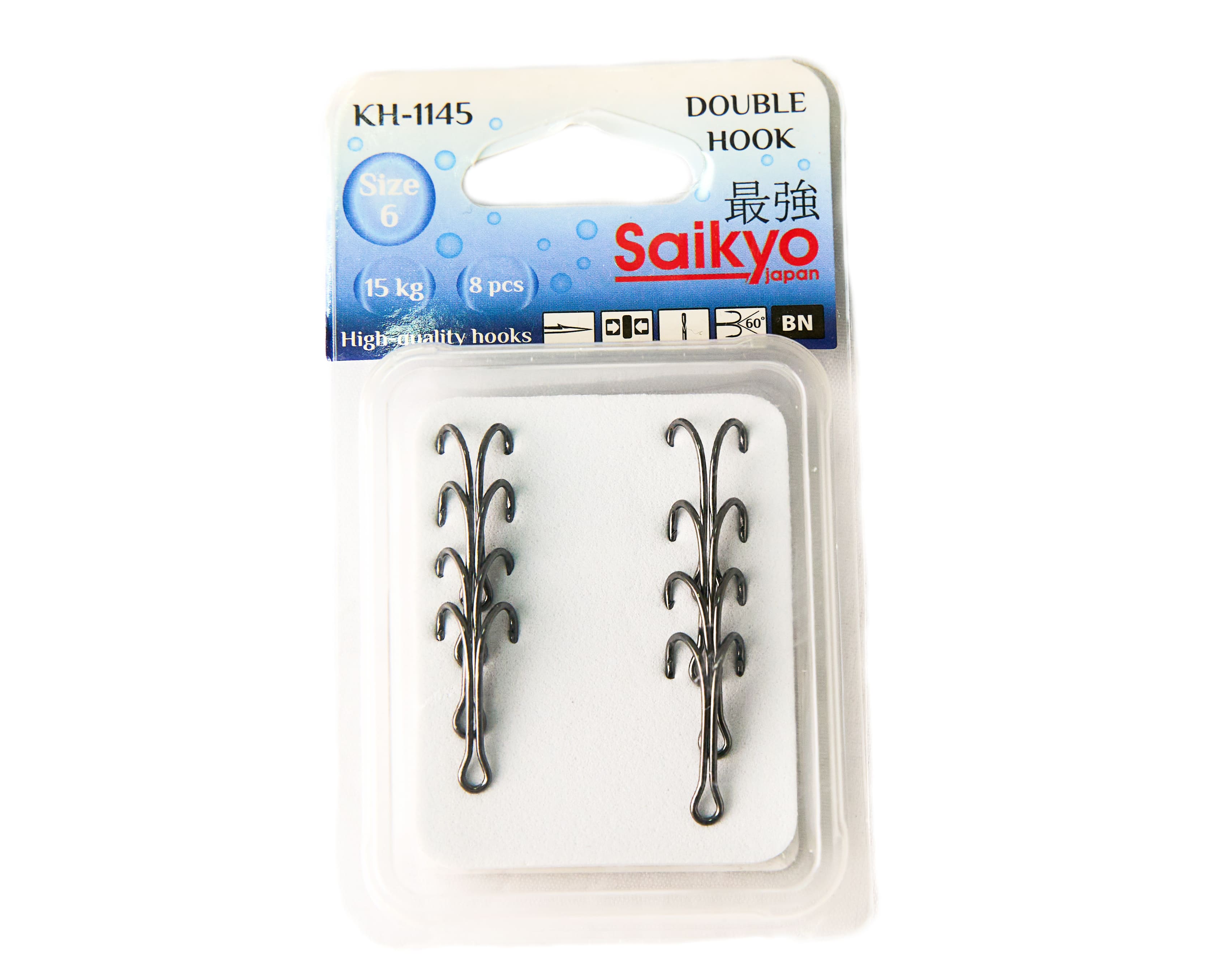Крючки Saikyo двойн.KH-1145 №6 BN 8шт - фото 1