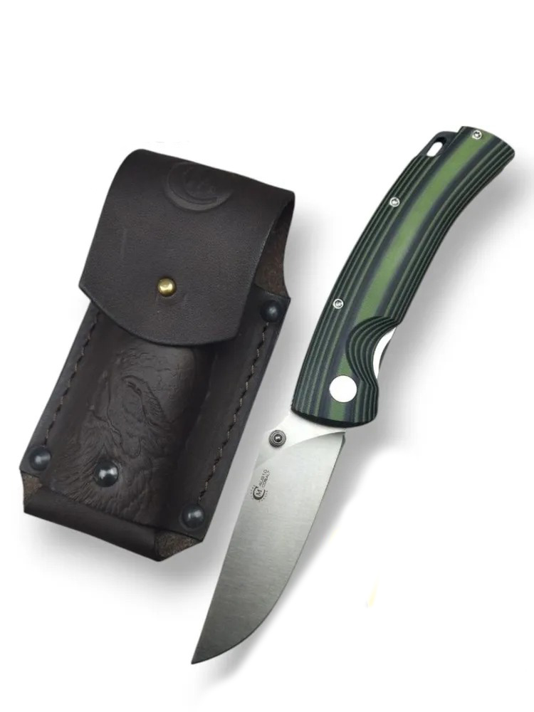 Нож ИП СЕМИНА Аляска сталь AUS-10 рукоятка G10 черно-зеленая складной - фото 1