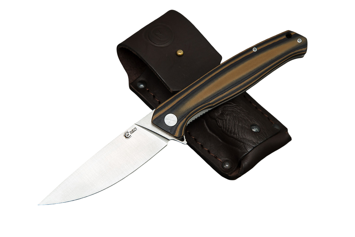 Нож ИП СЕМИНА Амур техно сталь AUS-10 рукоятка G10 черно-коричневая складной - фото 1