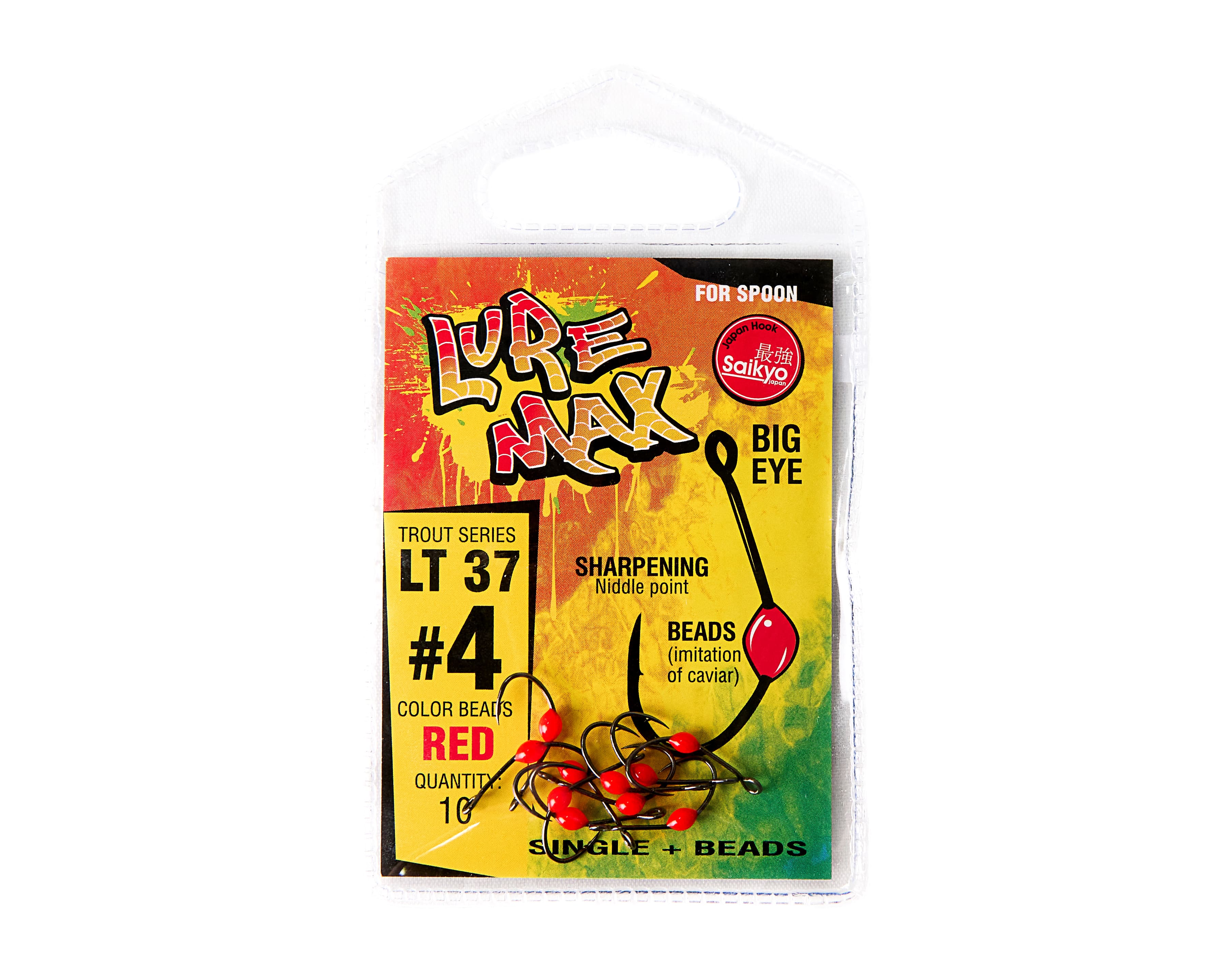 Крючки LureMax Trout LT37 №4 Red 10шт - фото 1