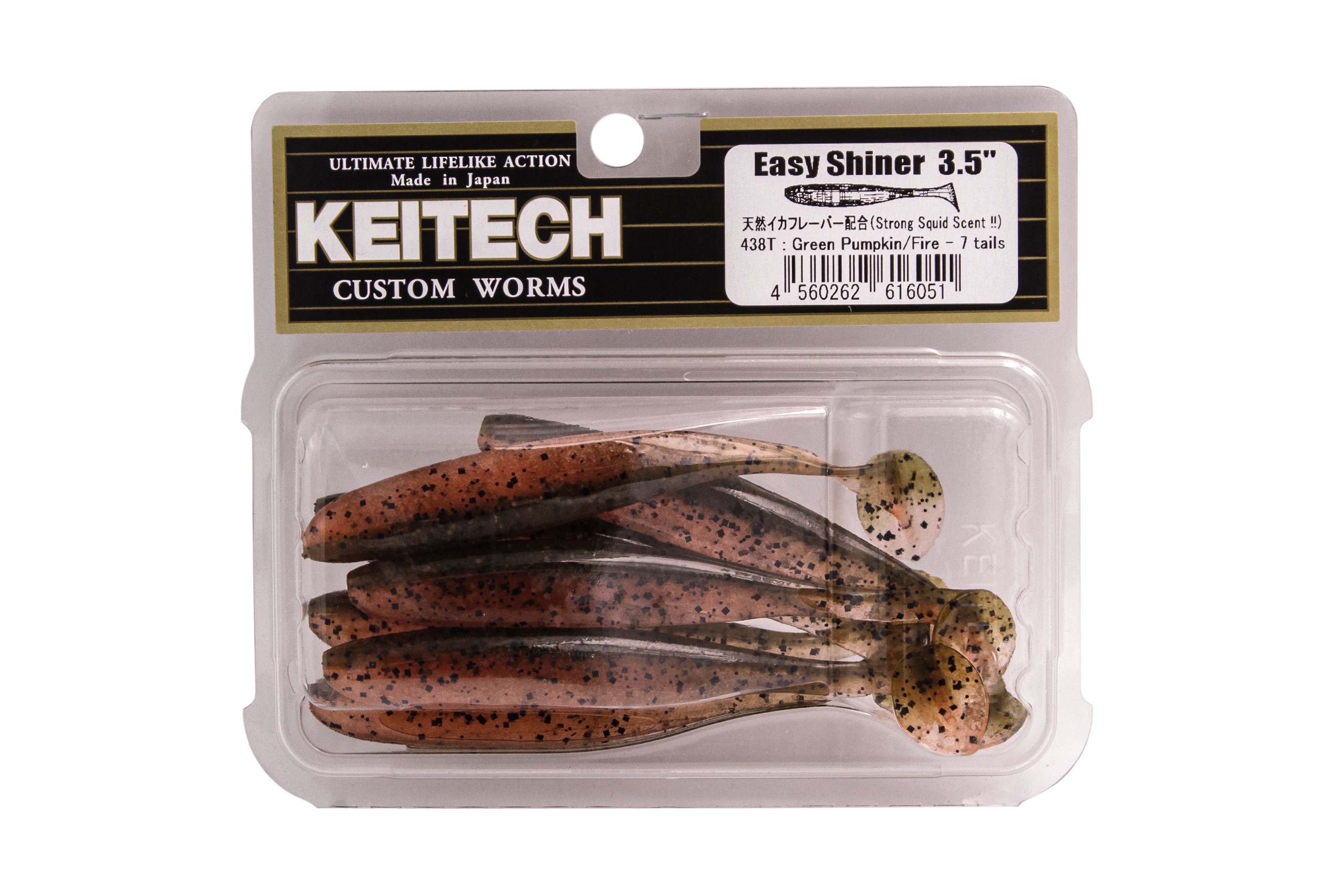 Приманка Keitech виброхвост Easy shiner 3,5&quot; 438 green pumpkin fire - фото 1