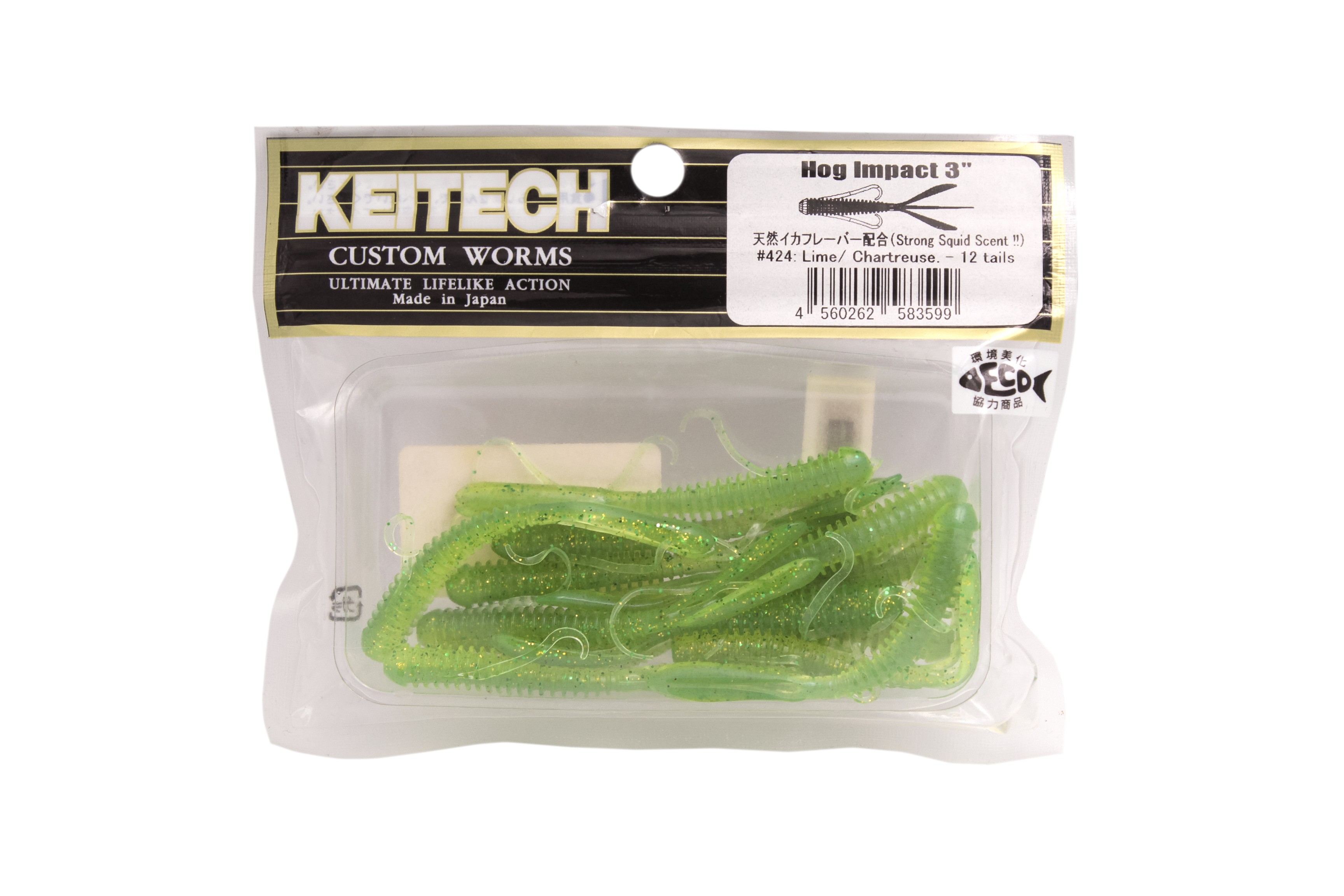 Приманка Keitech Hog Impact 3&quot; 424 Lime chartreuse 12шт - фото 1