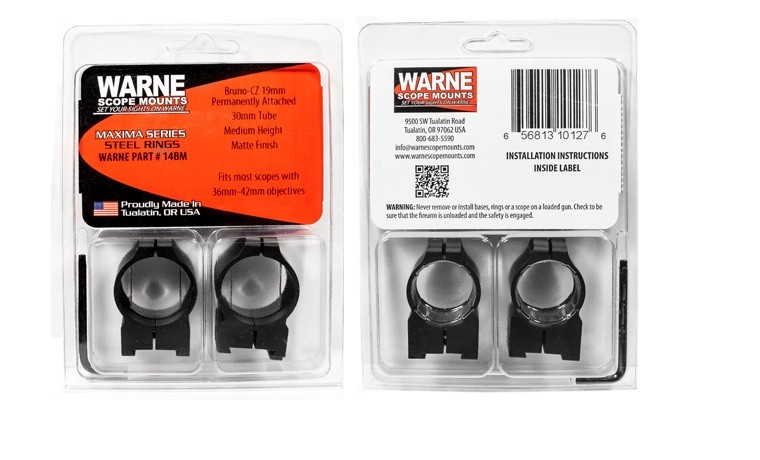 Основание Warne для CZ 550 фиксированное среднее матовое кольца 30мм