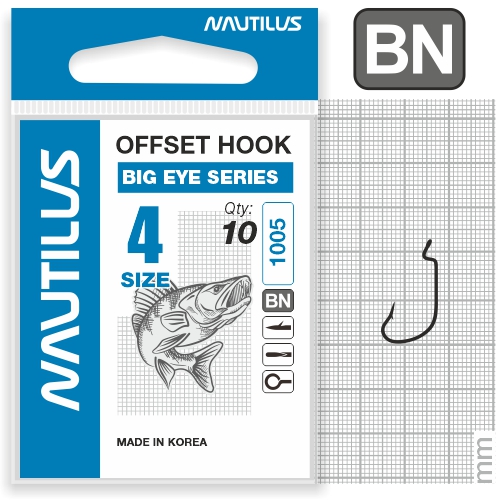 Крючок Nautilus Offset Big Eye Series Worm 1005 №4 - фото 1