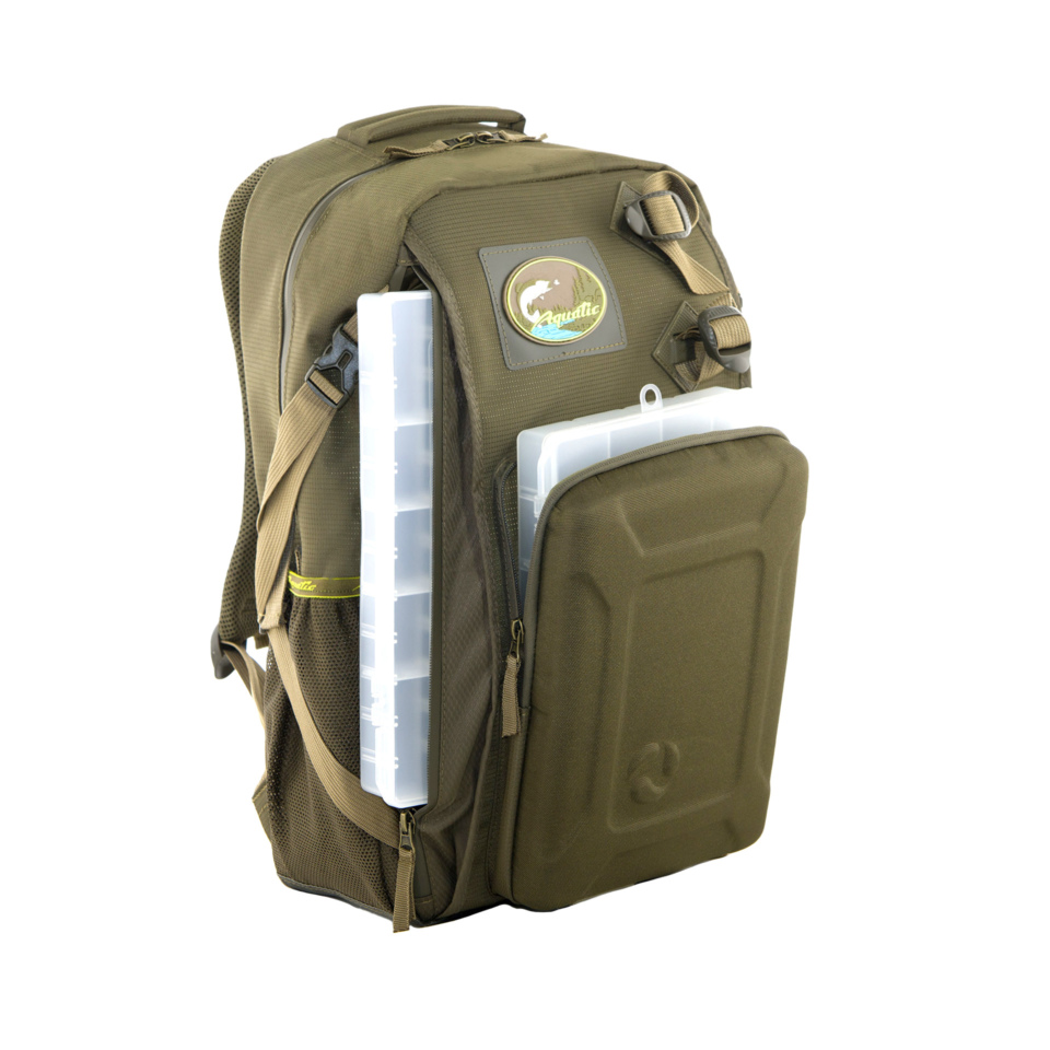 Рюкзак Aquatic РК-02Х рыболовный с коробками FisherBox хаки - фото 1