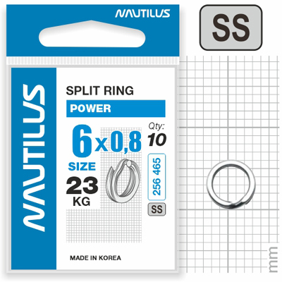 Кольцо Nautilus заводное усиленное Power split ring 6х0,8мм 23кг - фото 1
