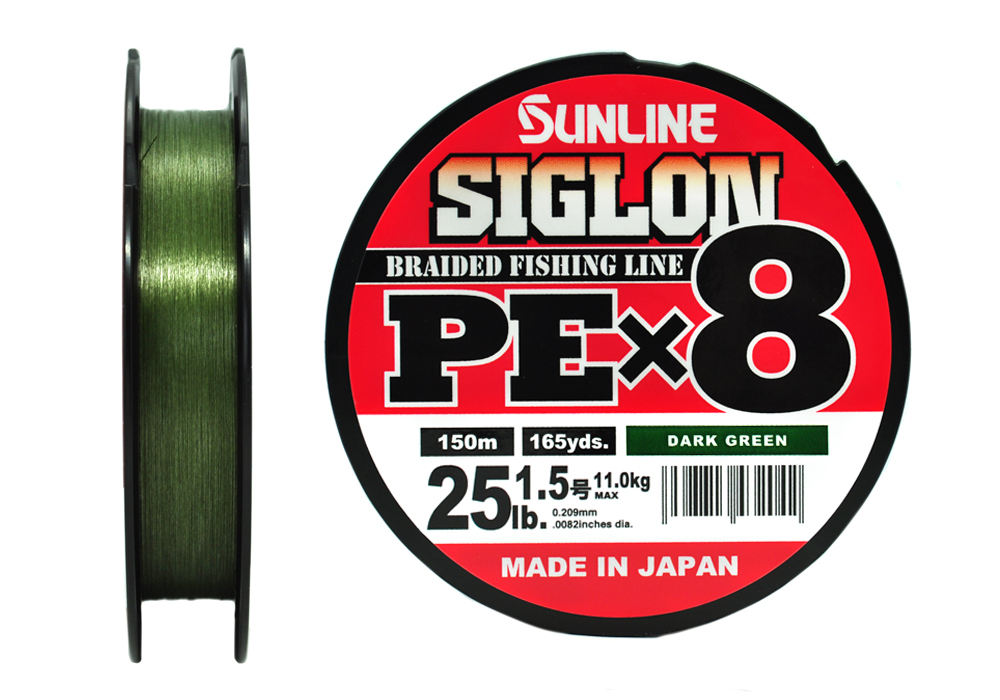 Шнур Sunline Siglon PEx8 1,5 25lb 150м Dark Green - фото 1