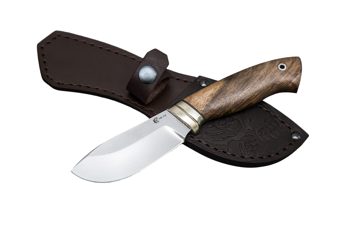 Нож ИП СЕМИНА Бобр ст.VG-10 лит.мельх. орехкап - фото 1