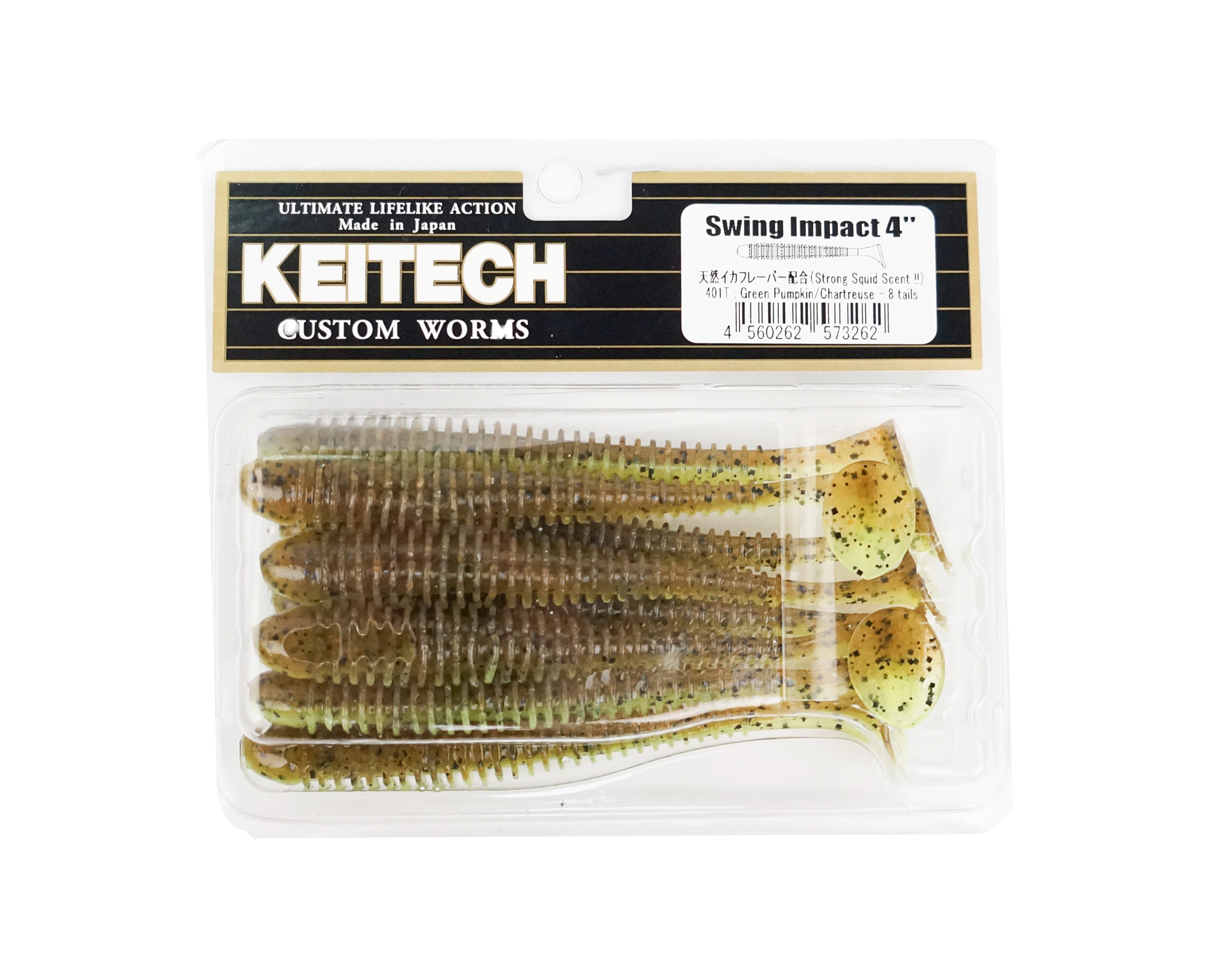 МП Приманка Keitech виброхвост Swing impact 4" 401 Green pumkin Charteu - фото 1